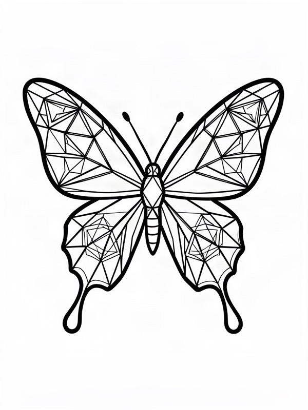 Geometric tattoo design: a geometric butterfly with sacred geometry patterns inside its wings