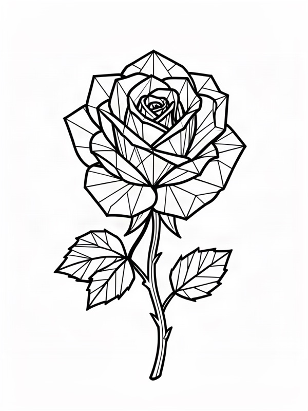 Geometric tattoo design: a rose made of geometric facets